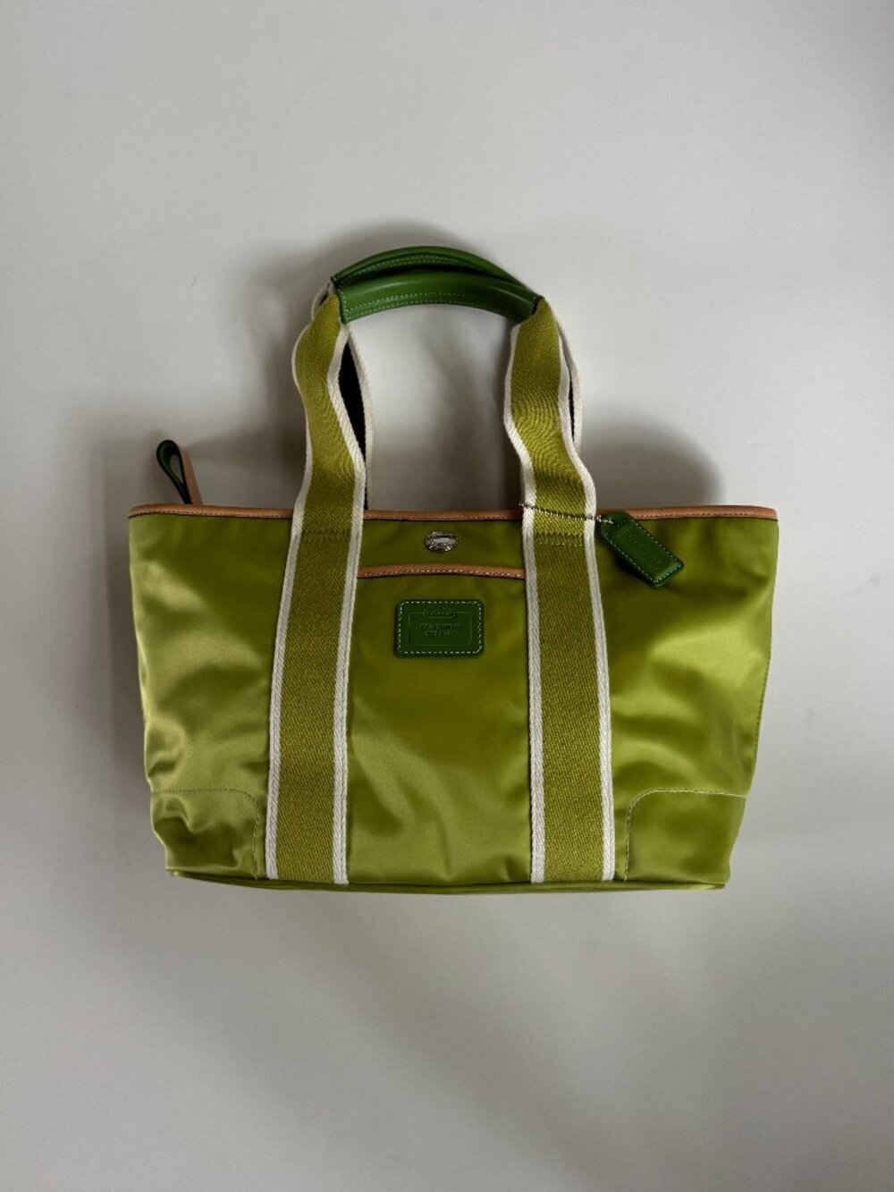 Coach Hamptons Weekend 1894 Lime Green Nylon Tote Y2K
